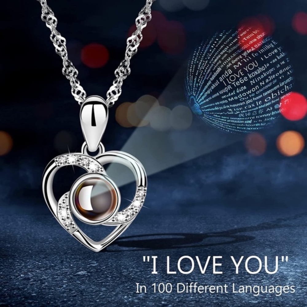 925 Sterling Silver Heart I Love You Necklace